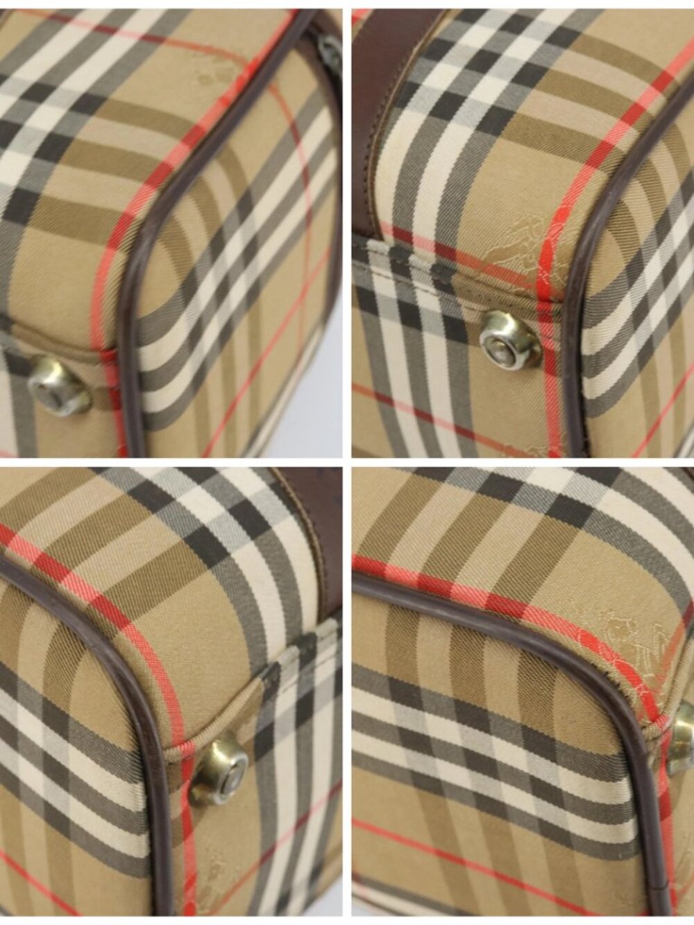 Burberrys Nova Check Boston Bag Canvas Beige Gold - Picture 15 of 16